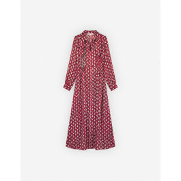 SCARF LONG DRESS IN FLORAL STRIPES PRINTED TECHNIC
