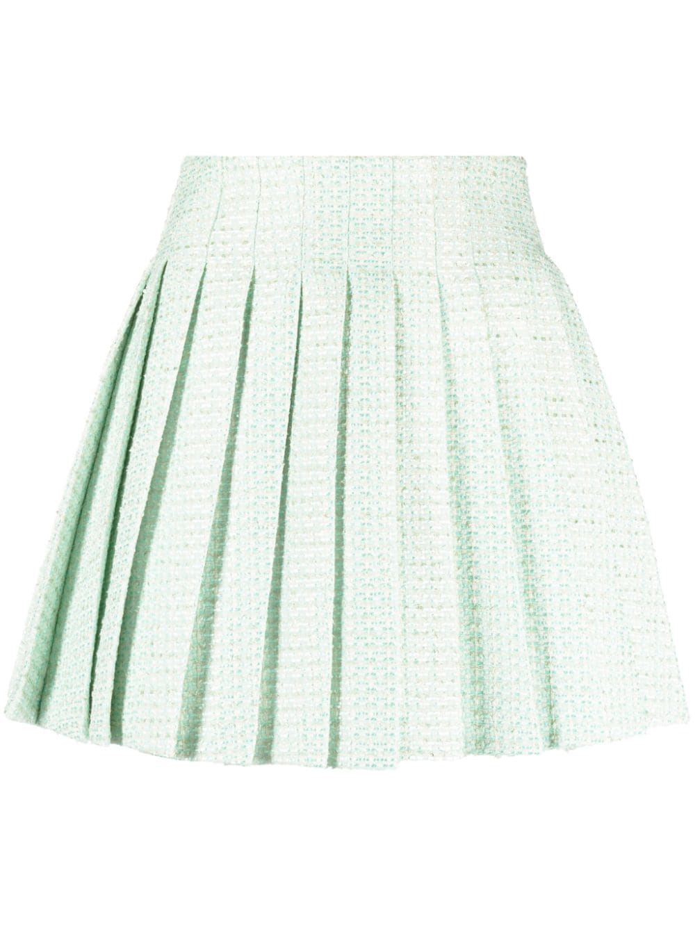 MINT BOUCLE PLEATED MINI SKIRT