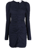 Stretch Seersucker O-Neck Mini Dress