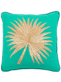 EMBROIDERED LINEN CUSHION-GOLD PALM+FILLING