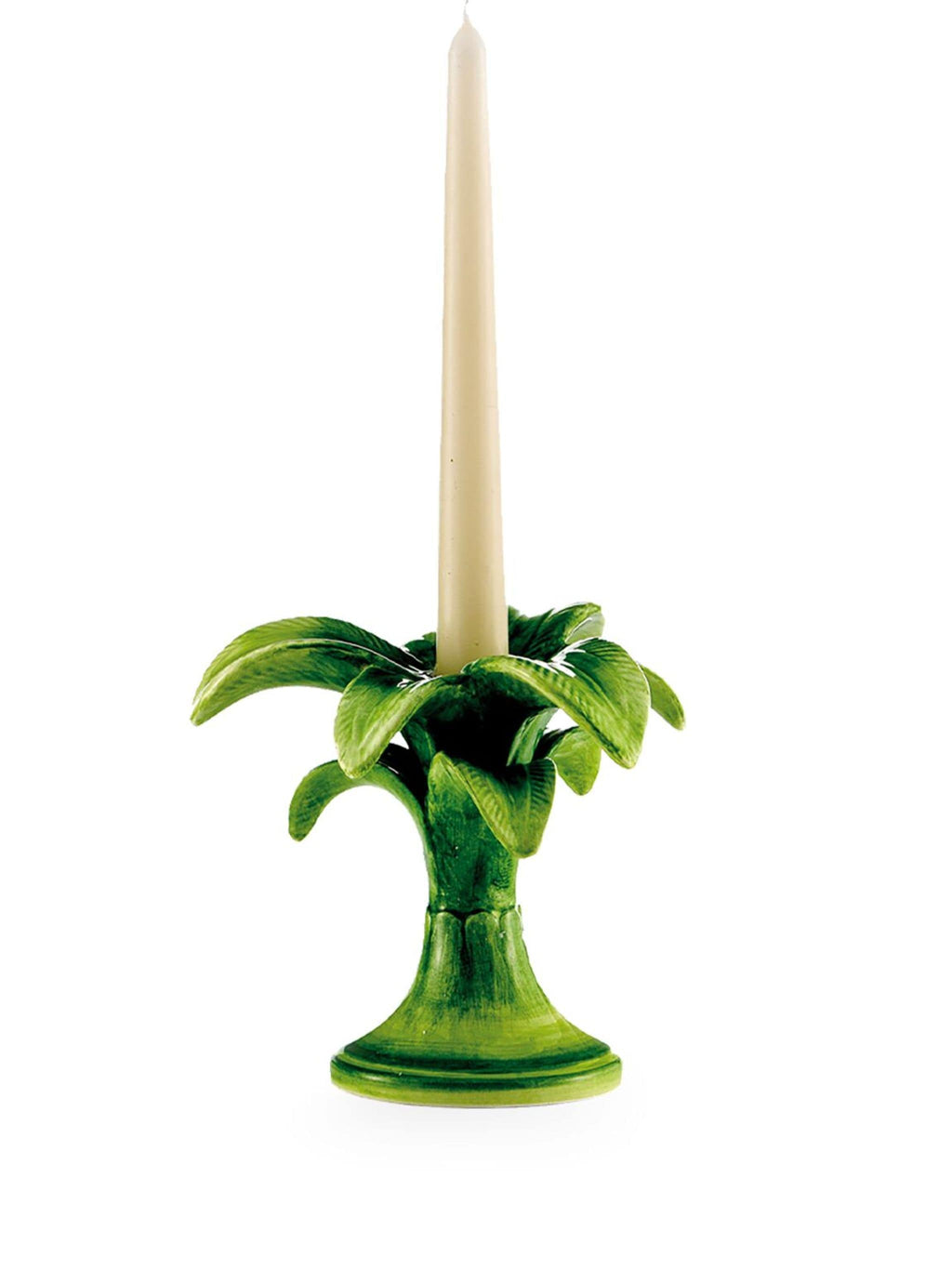 CERAMIC PALM CANDLEHOLDER - SMALL (GREEN)