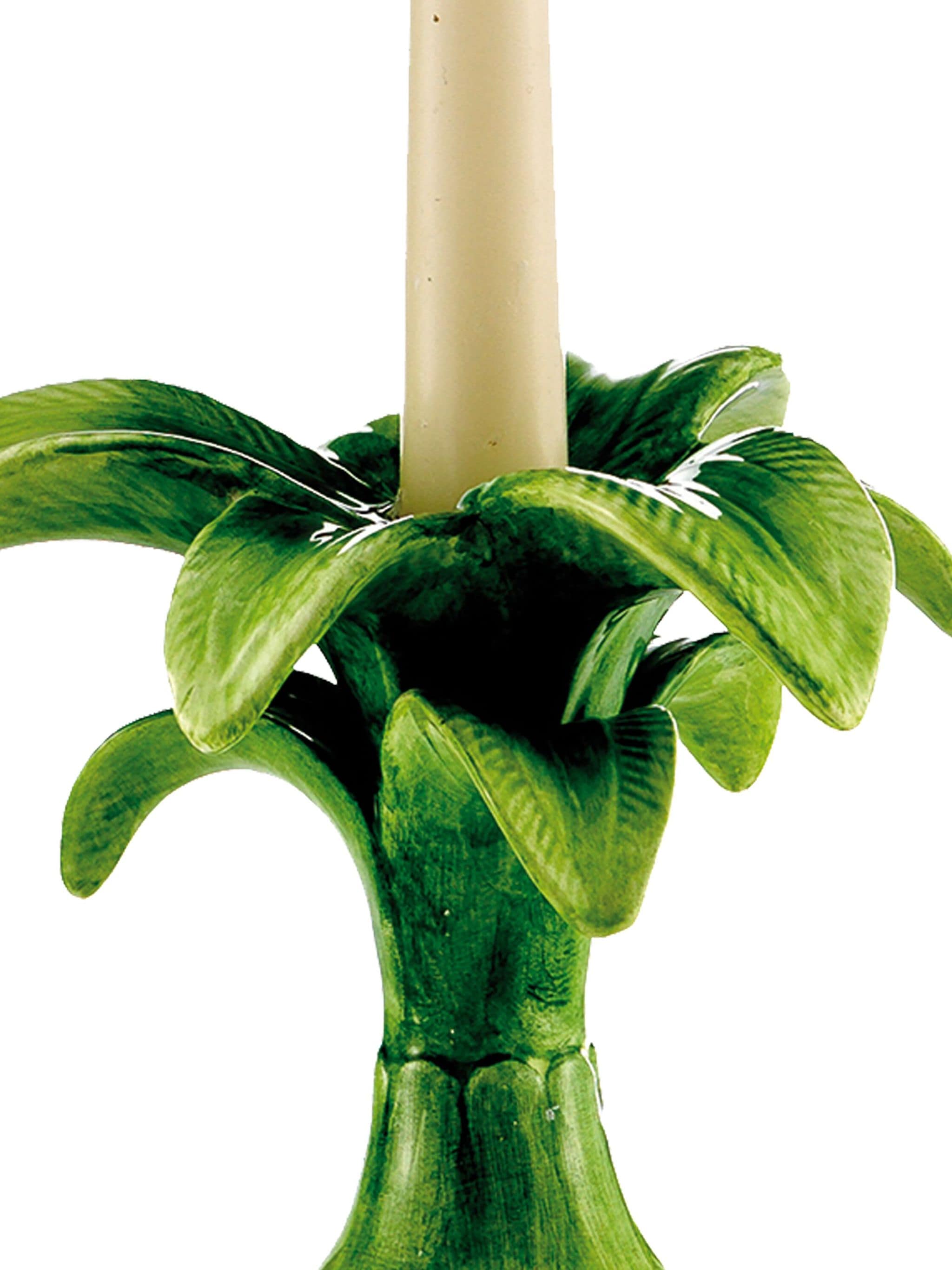 CERAMIC PALM CANDLEHOLDER - SMALL (GREEN)
