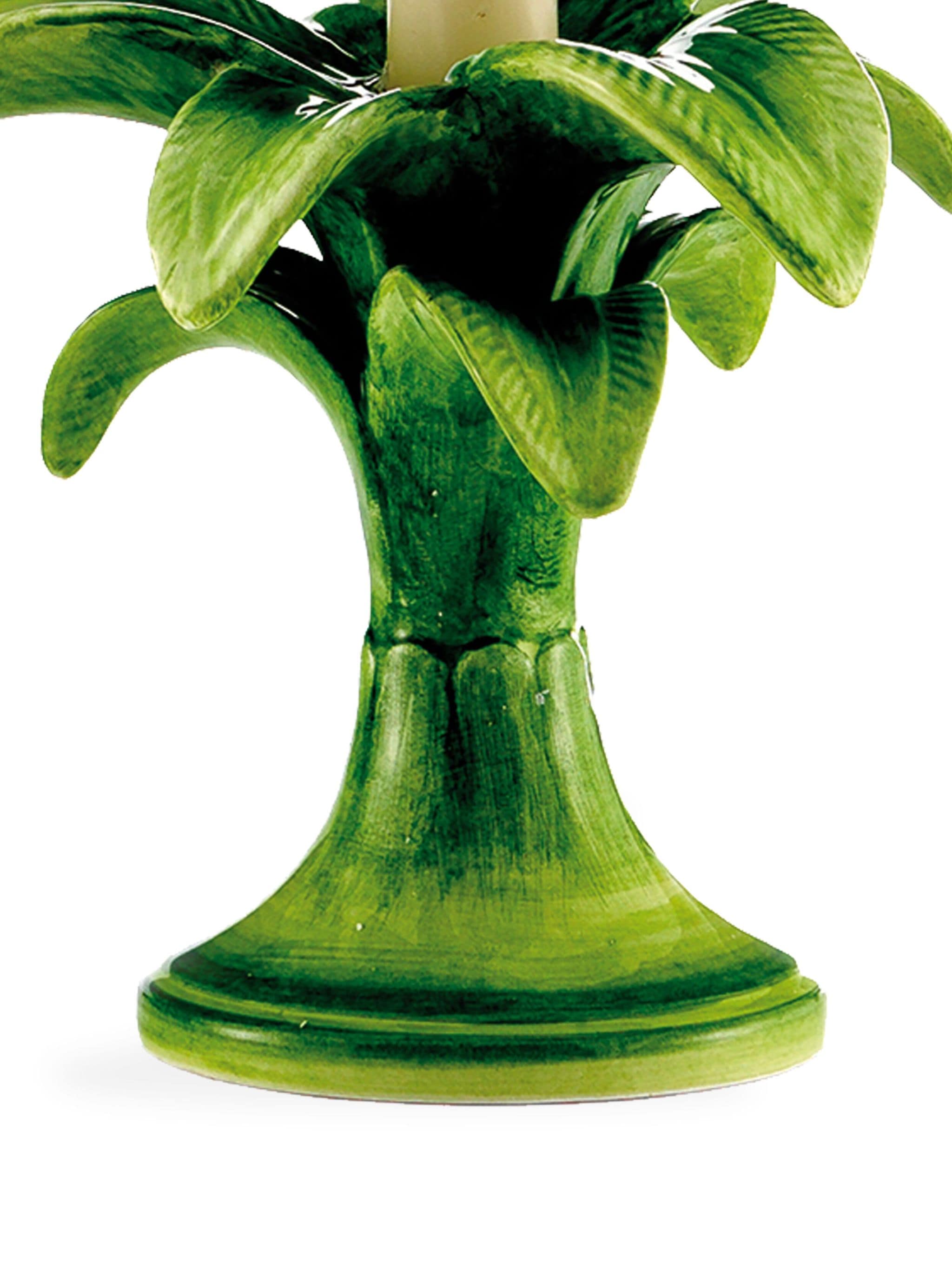 CERAMIC PALM CANDLEHOLDER - SMALL (GREEN)