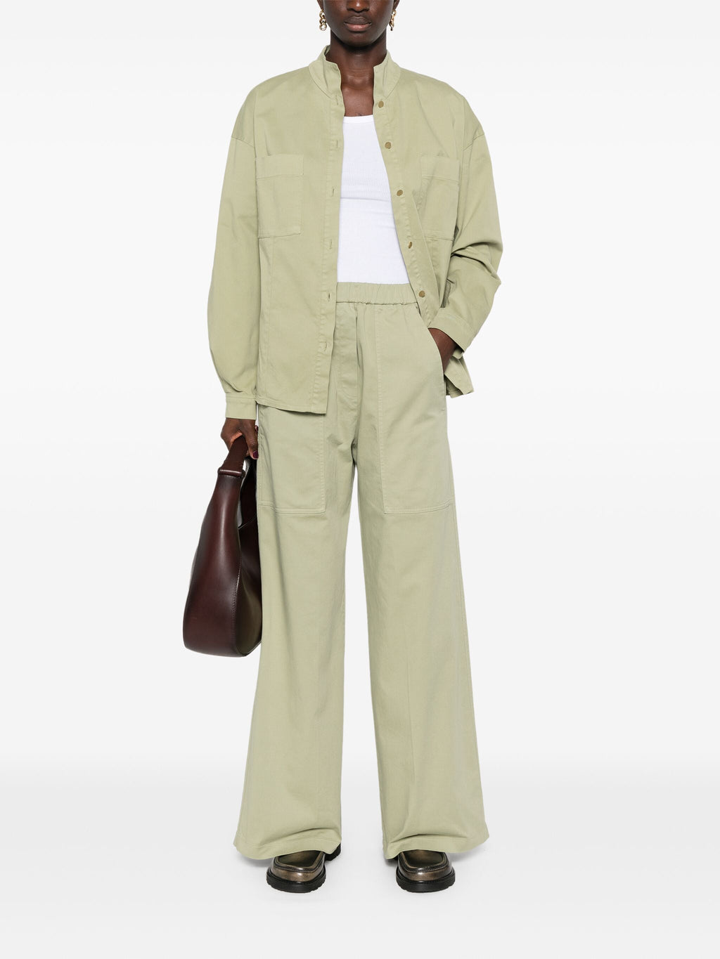 peached cotton twill collar shirt