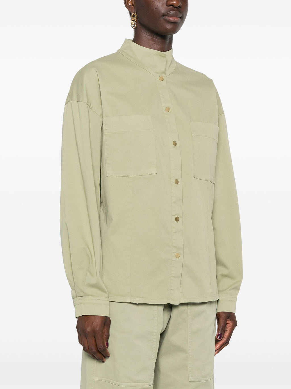 peached cotton twill collar shirt