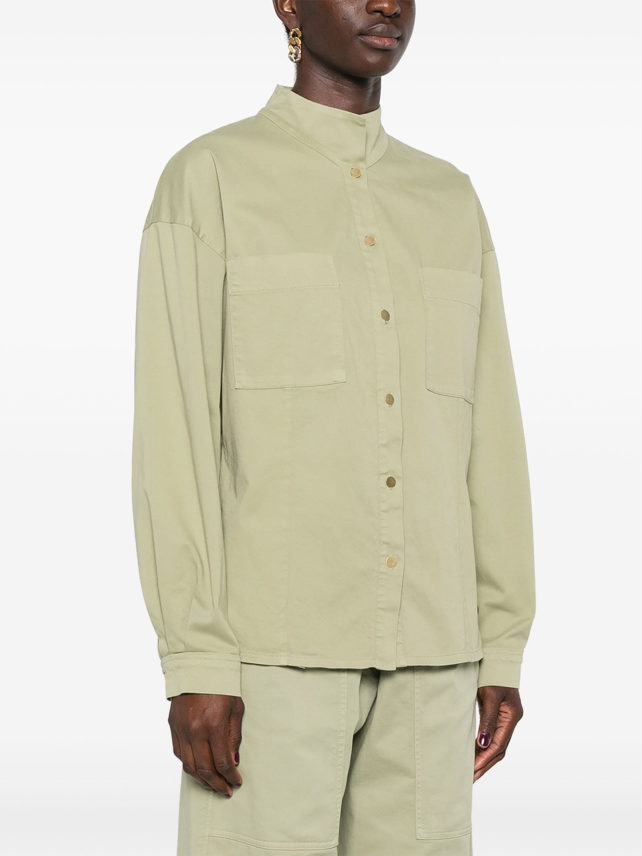 peached cotton twill collar shirt
