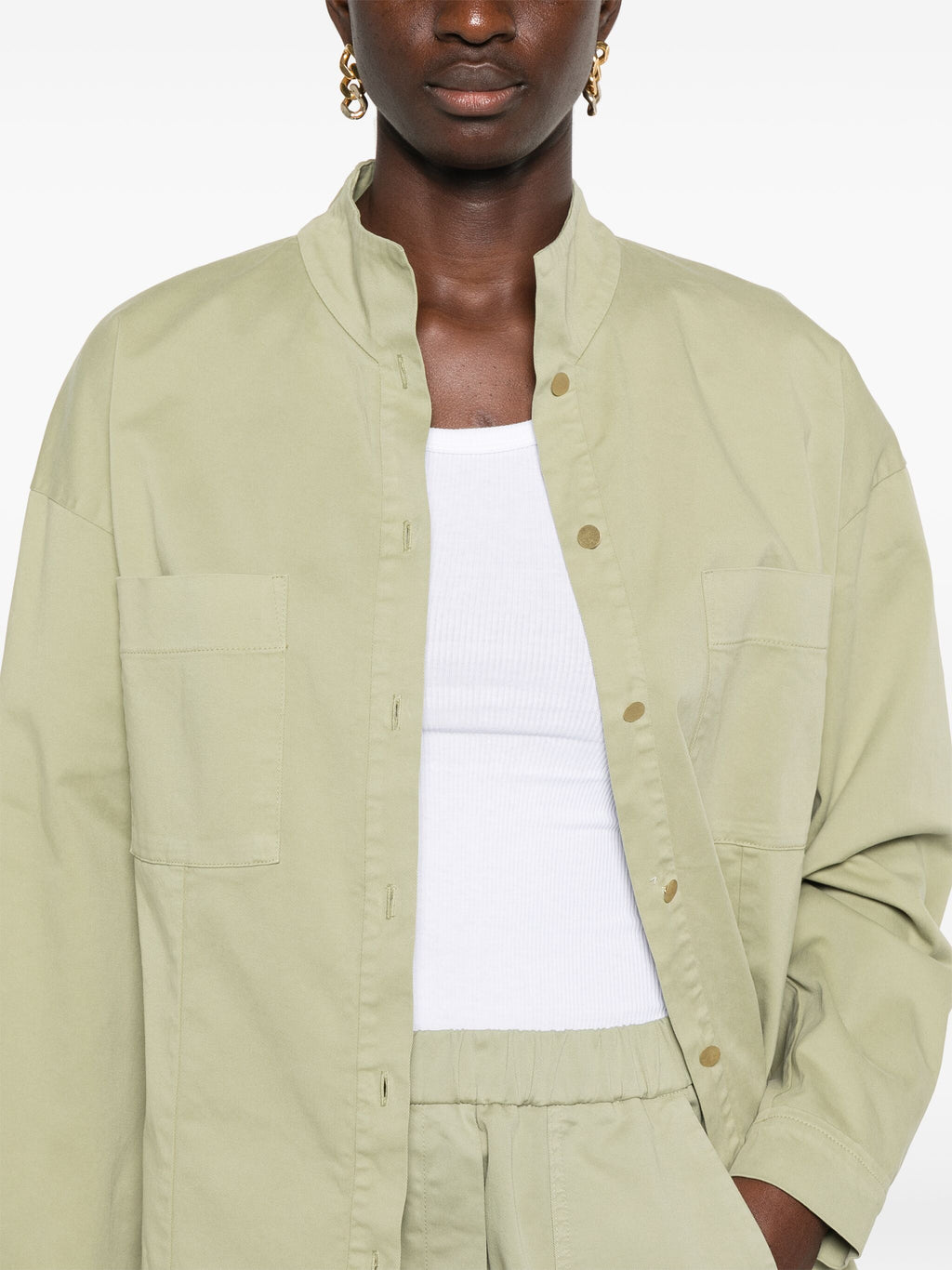 peached cotton twill collar shirt