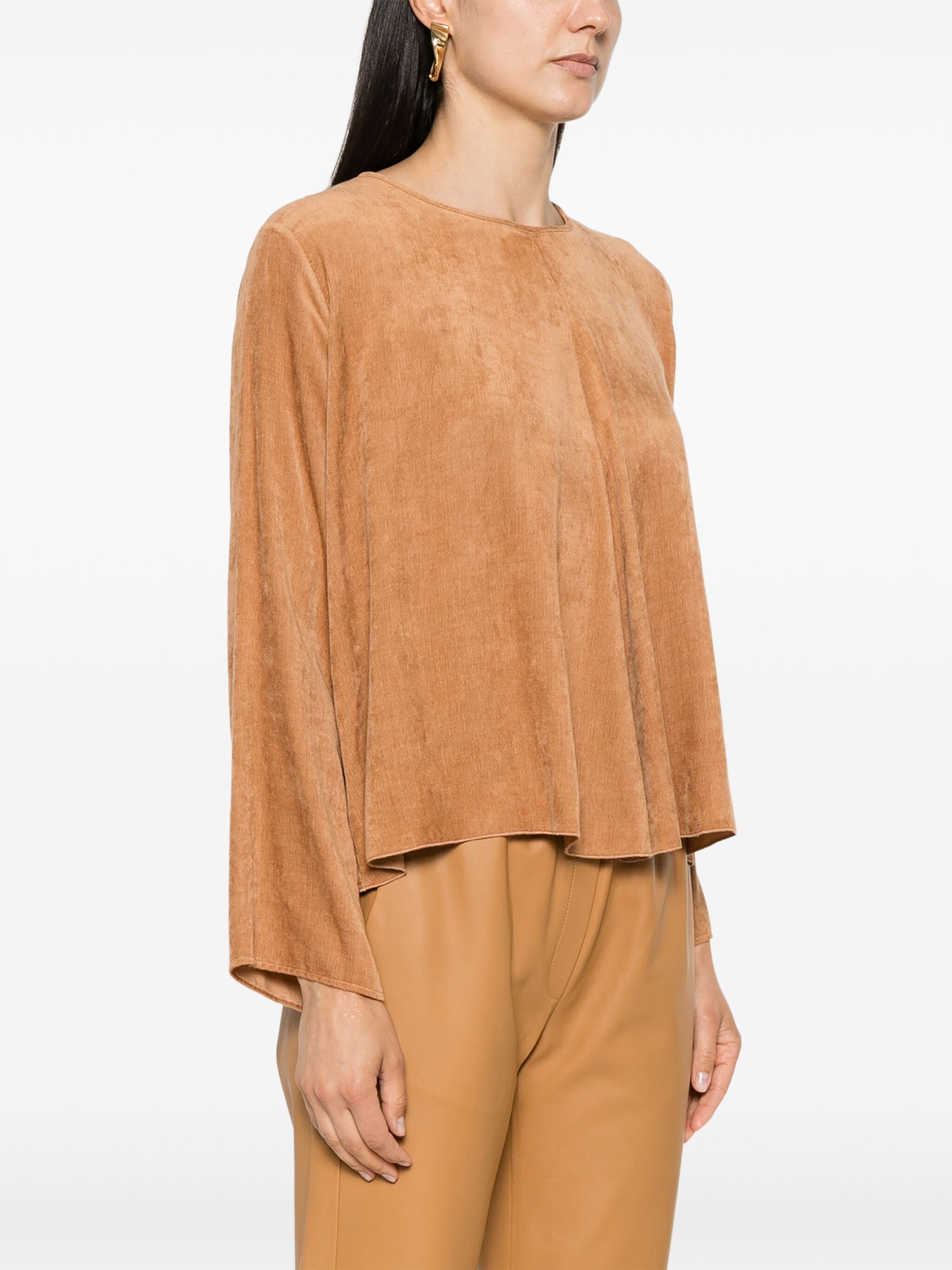 matte corduroi long sleeves top