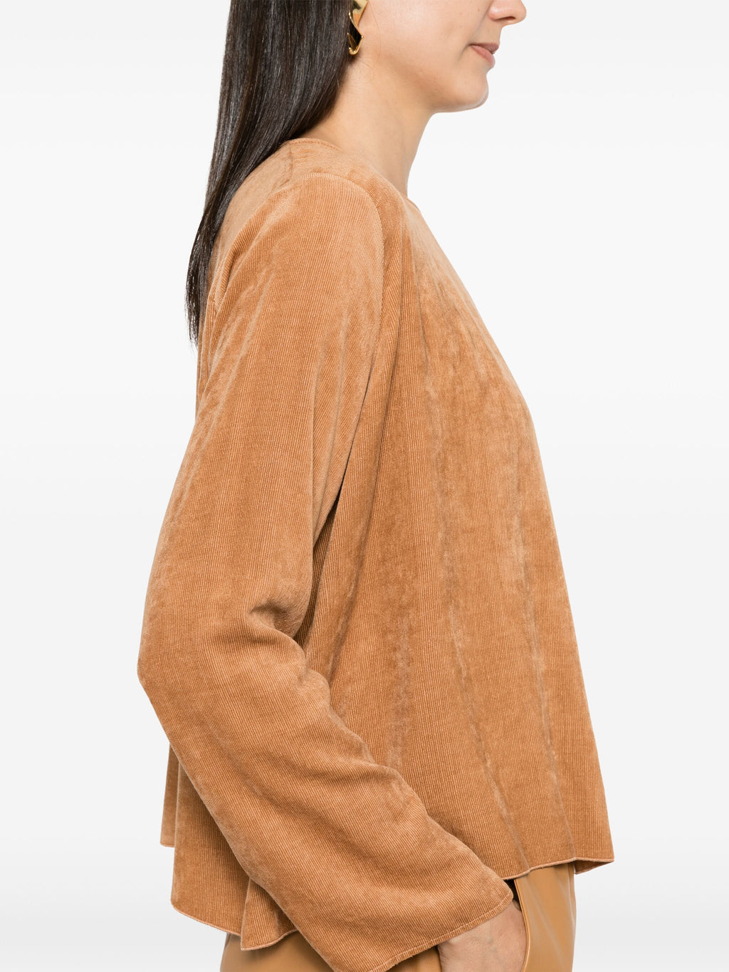 matte corduroi long sleeves top