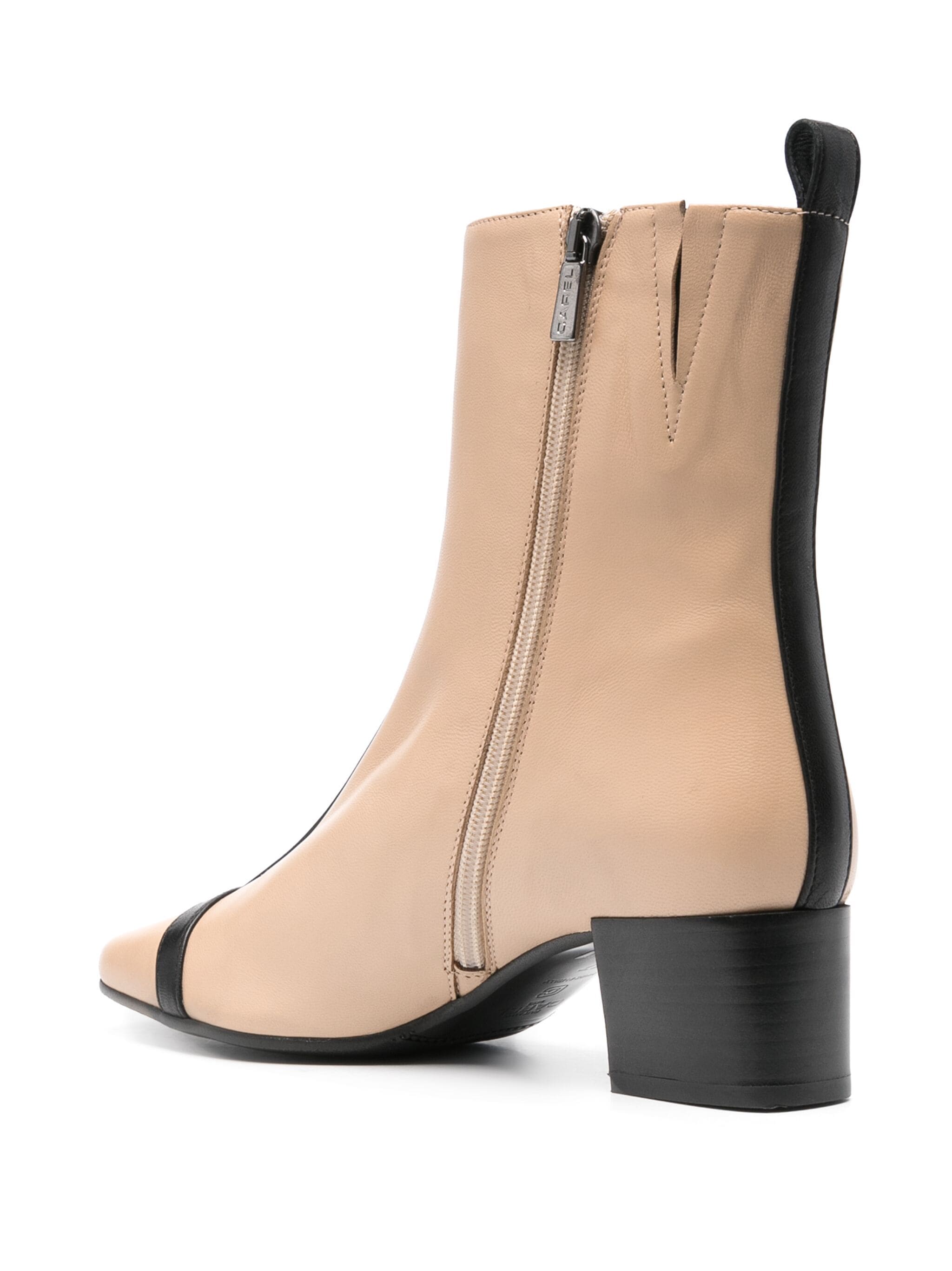 BEIGE/BLACK CALF BOOTS