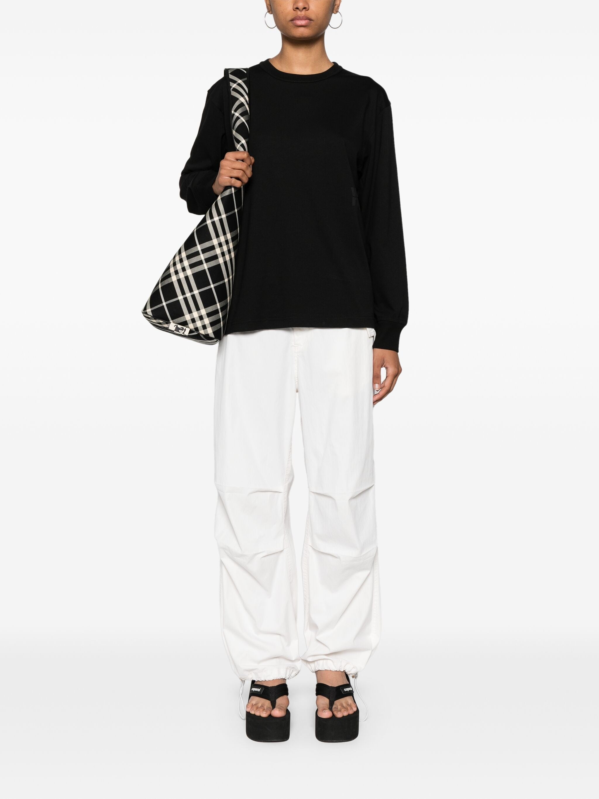 ESSENTIAL JSY LS TEE W/ PUFF LOGO & BOUND NECK