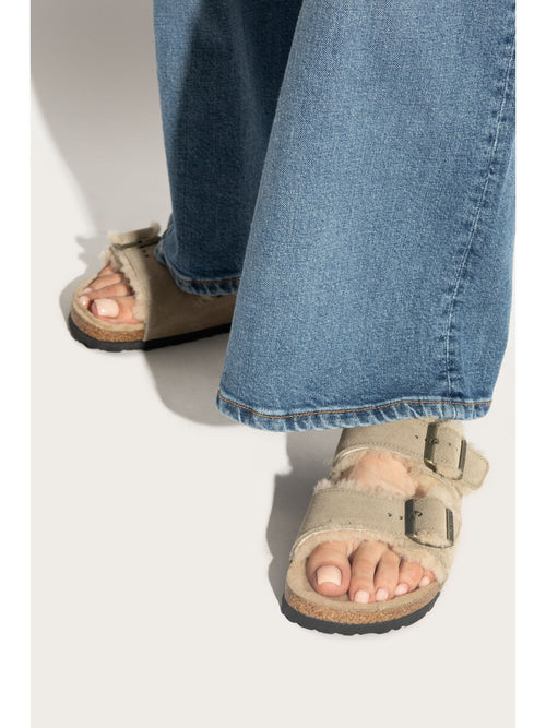 Arizona Shearling taupe, Suede Leather