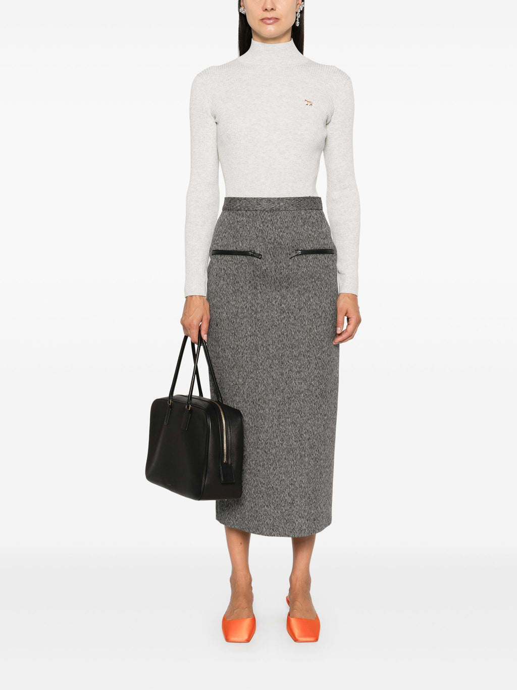 BABY FOX PATCH FINE RIBBED TURTLENECK