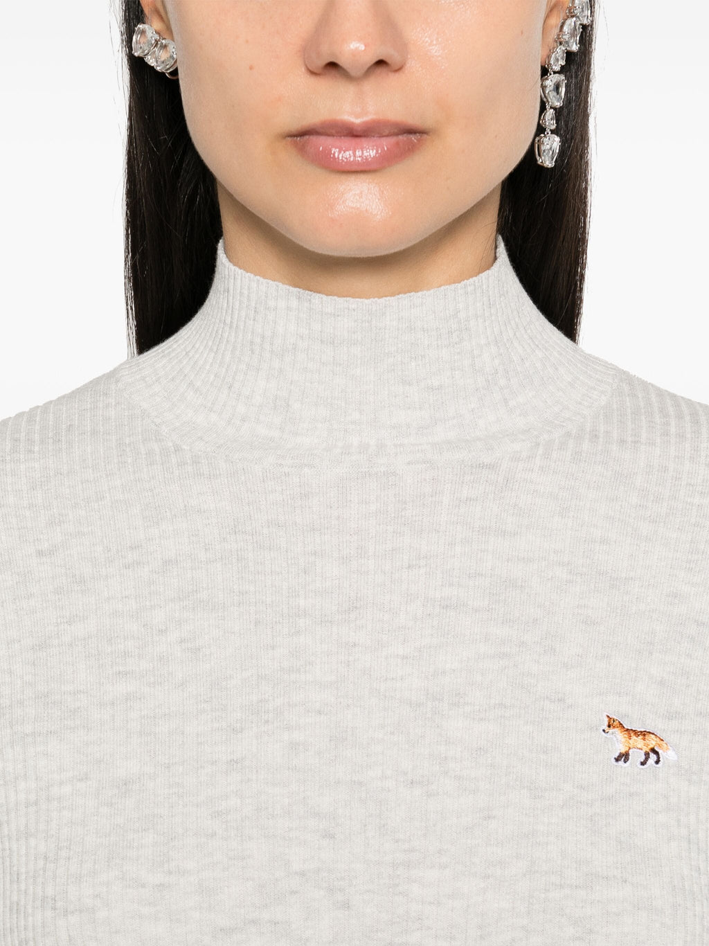 BABY FOX PATCH FINE RIBBED TURTLENECK