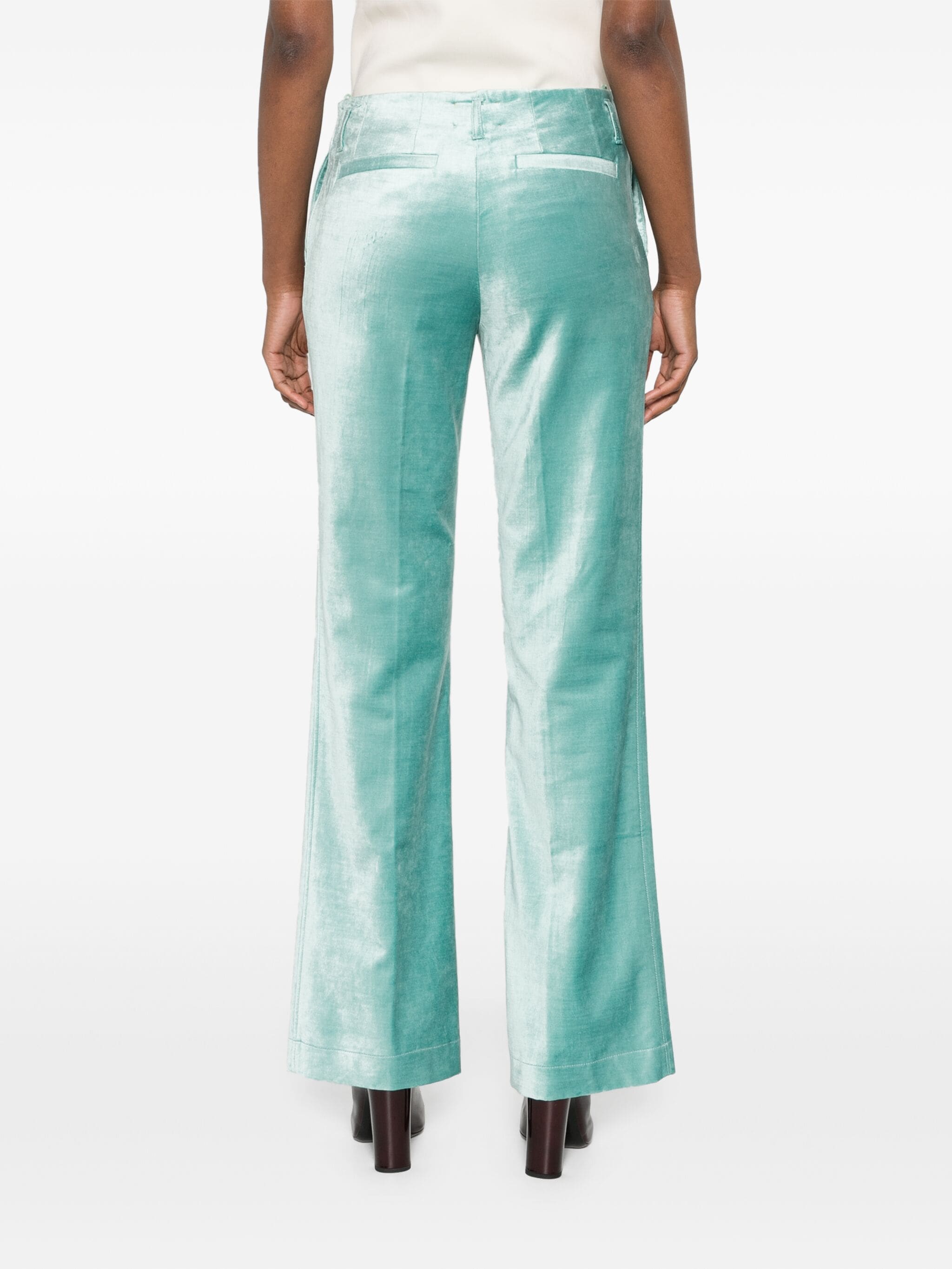 cotton viscose stretch velvet trumpet shaped pants