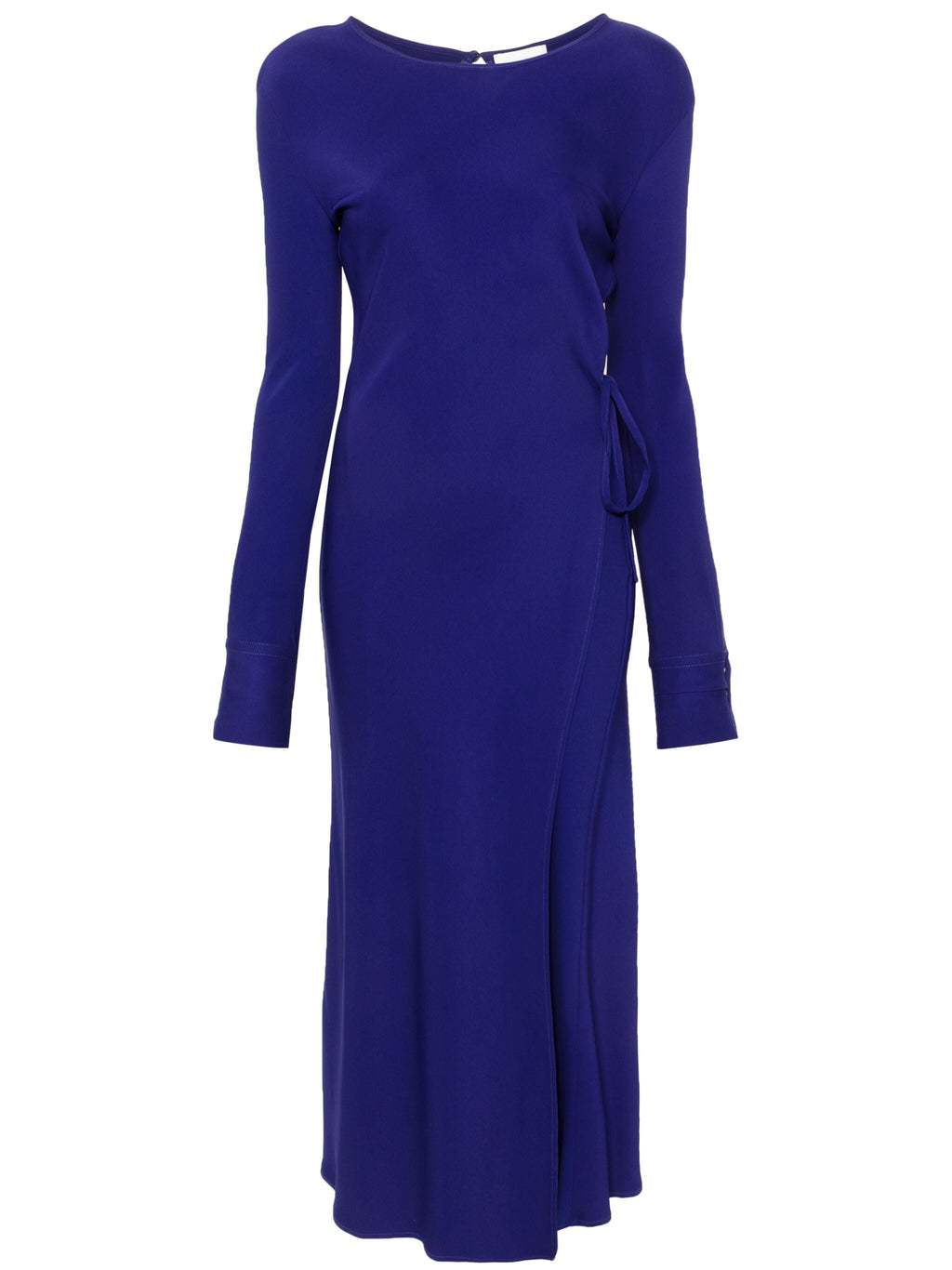 stretch cady crepe wrapover dress