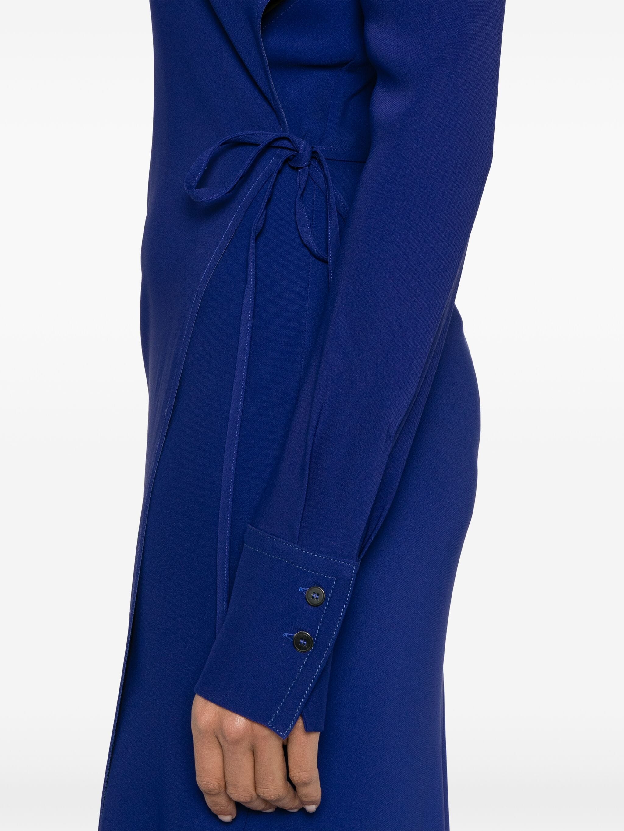 stretch cady crepe wrapover dress