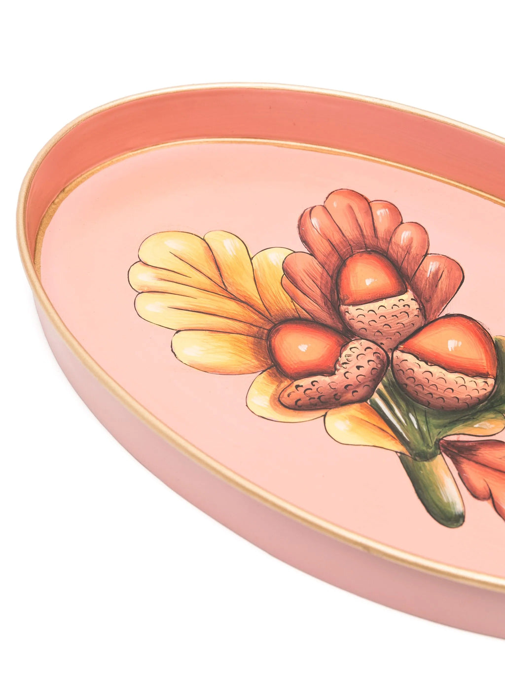 FLORA HAND-PAINTED IRON TRAY-ACORNS