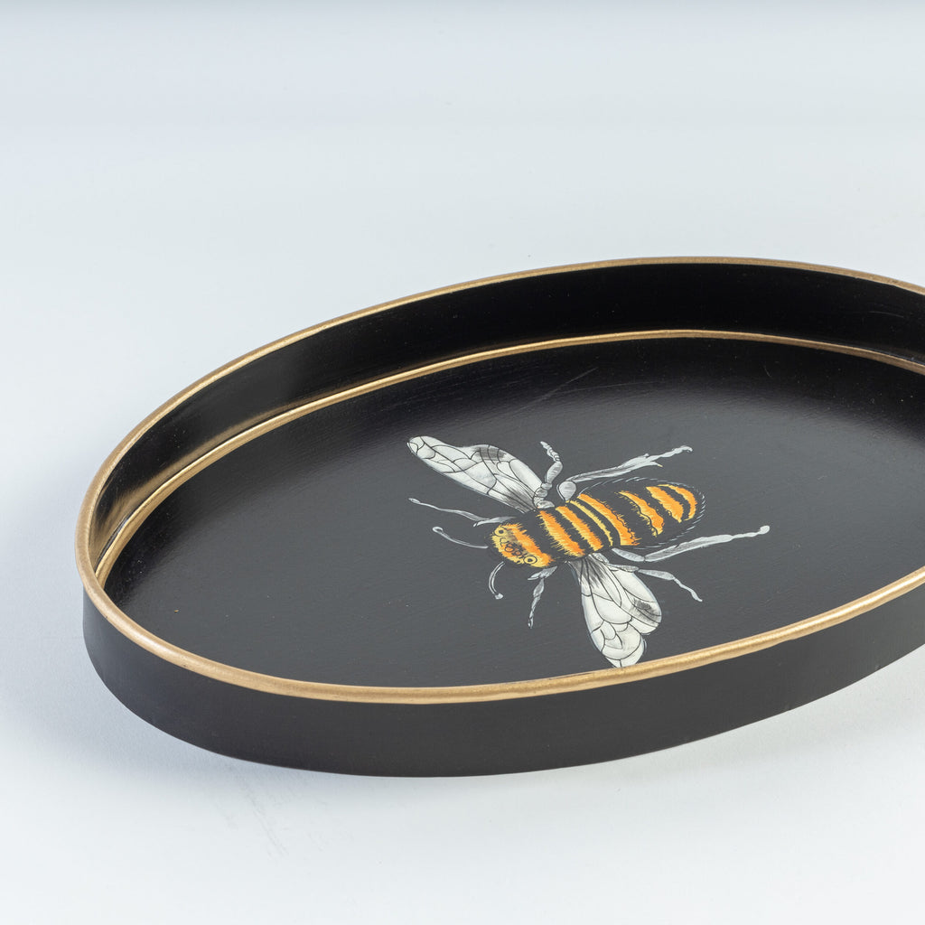 FAUNA HAND-PAINTED IRON TRAY-BLACK BEE