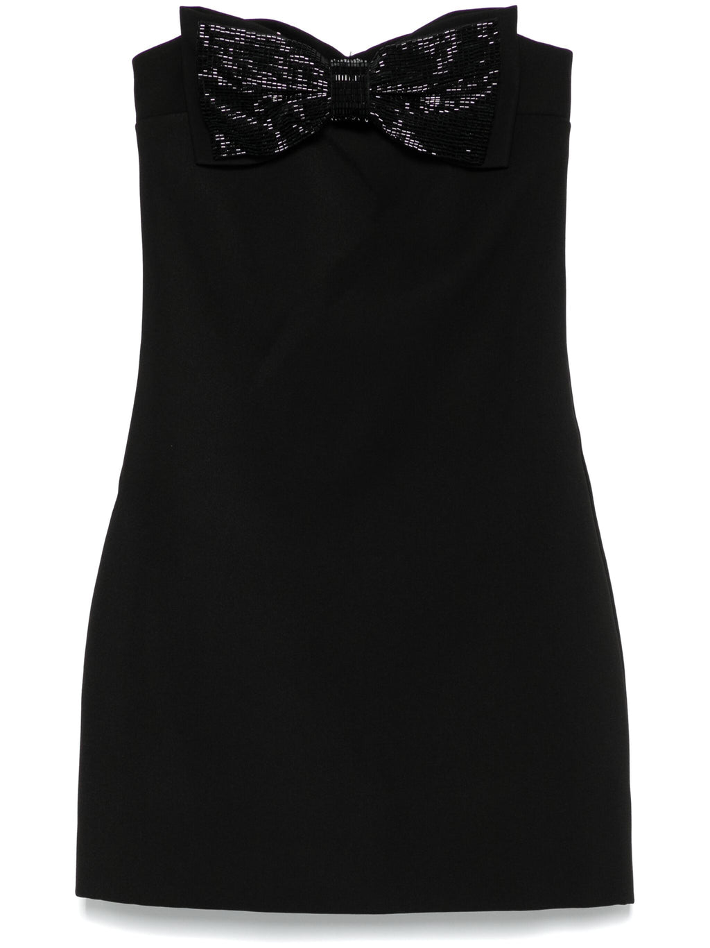 BLACK CREPE BANDEAU MINI DRESS
