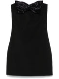 BLACK CREPE BANDEAU MINI DRESS