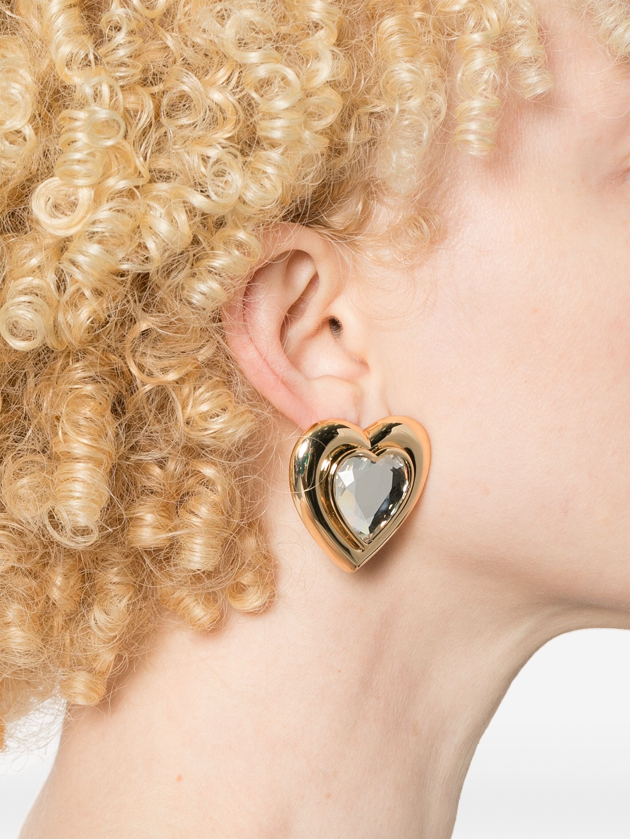 GOLD CRYSTAL HEART EARRINGS