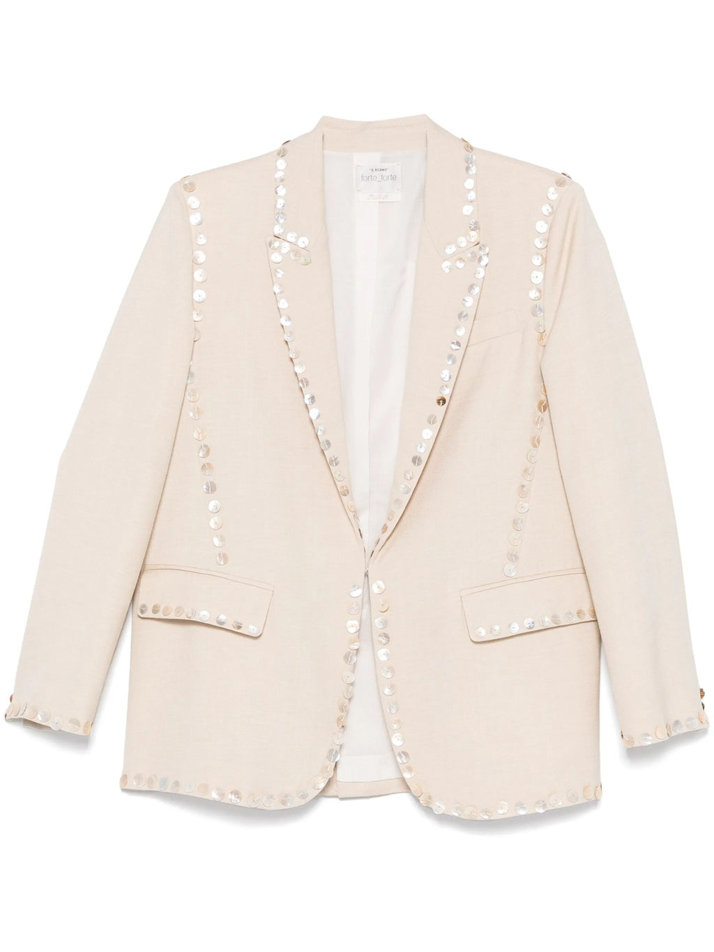 viscose wool slub pearl embroidered jacket