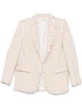 viscose wool slub pearl embroidered jacket