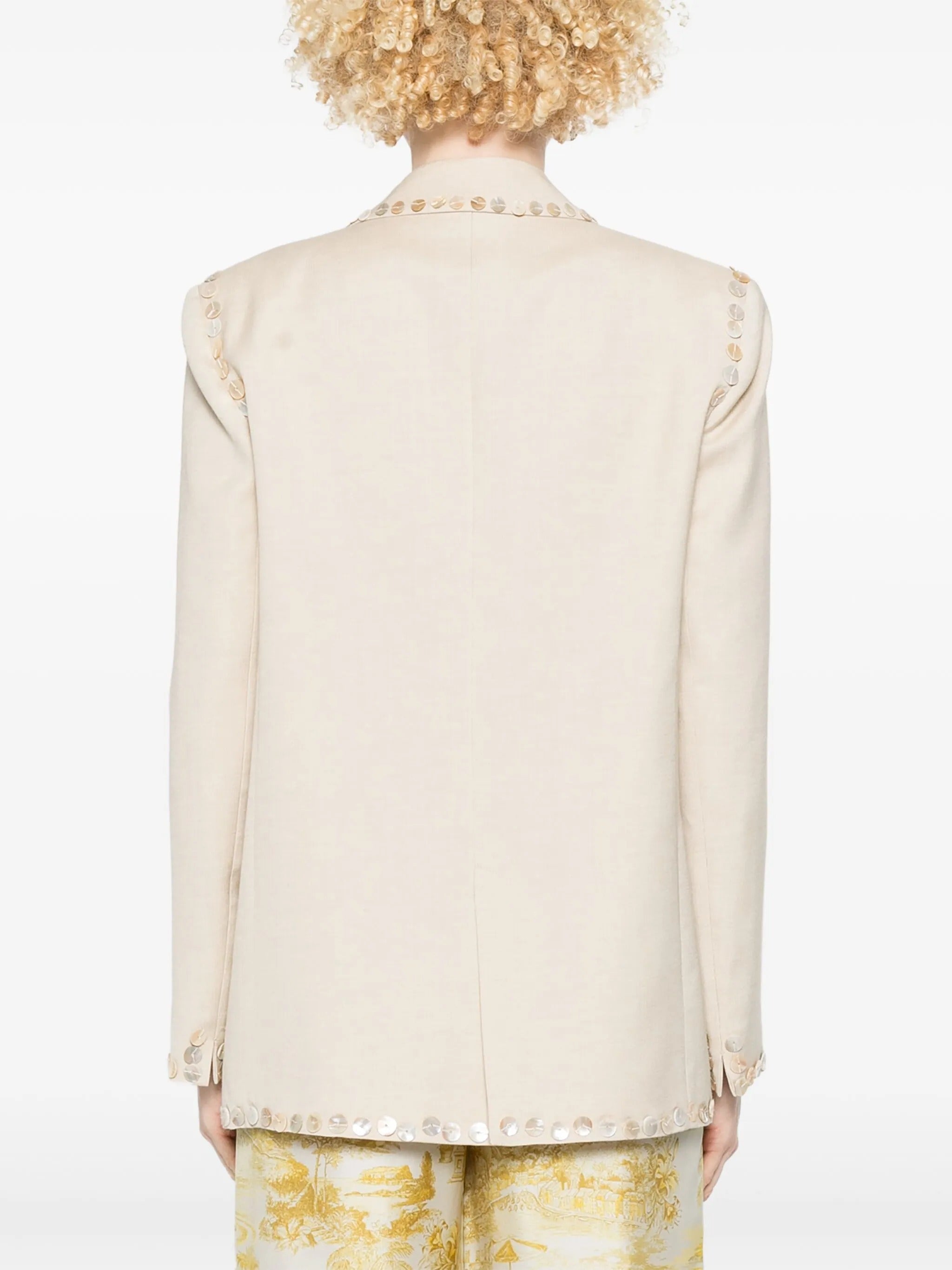 viscose wool slub pearl embroidered jacket