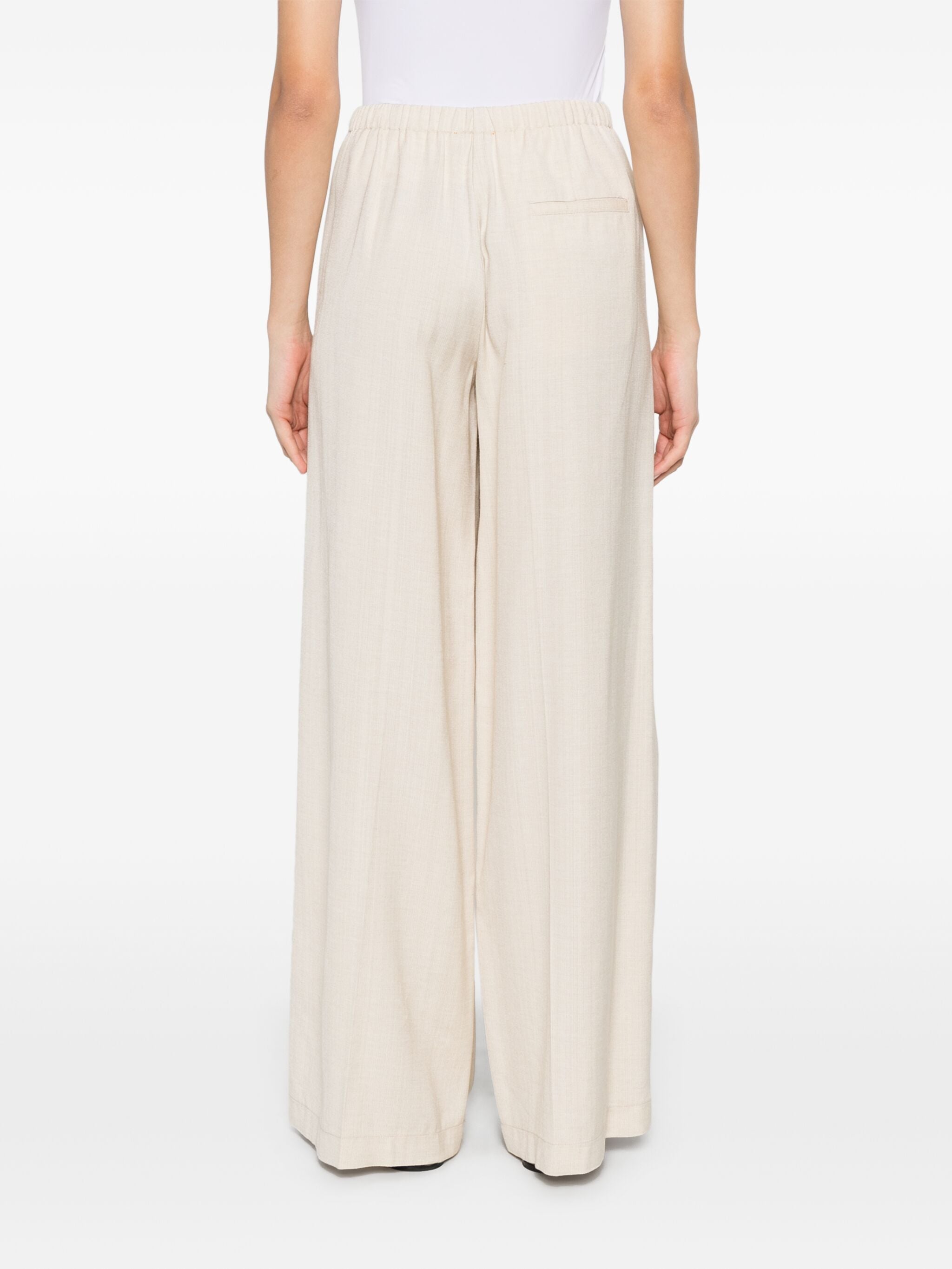 viscose wool slub flat front pants