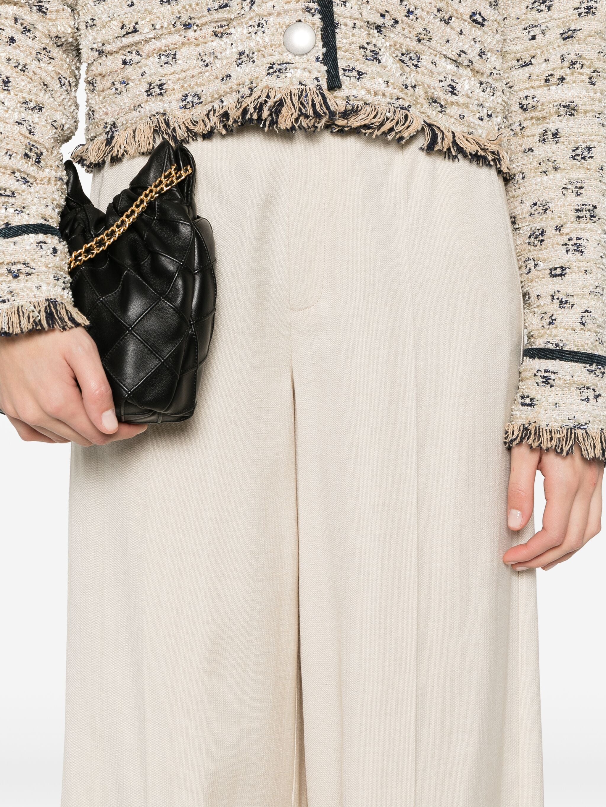 viscose wool slub flat front pants