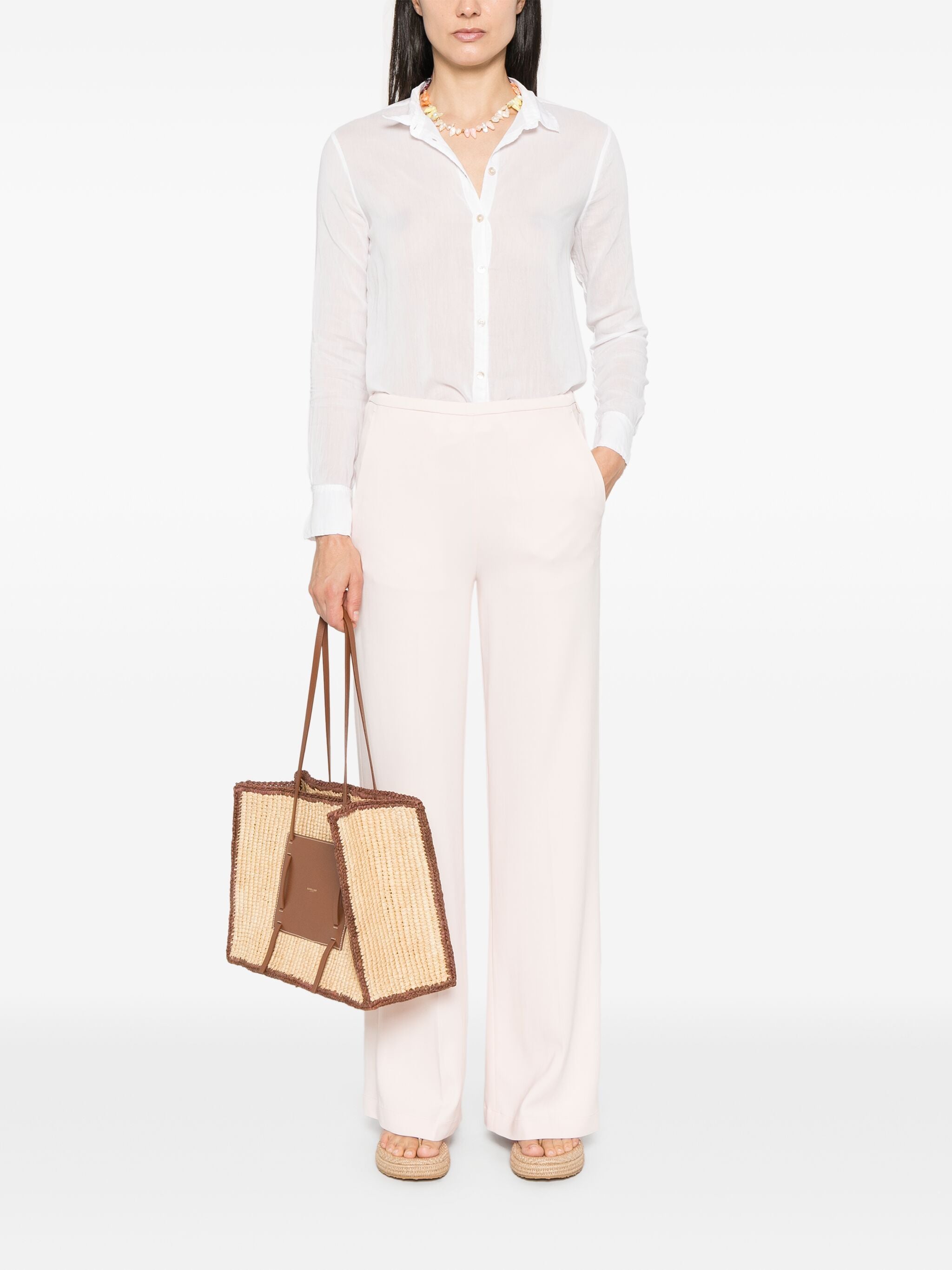 stretch cady crepe wide leg pants