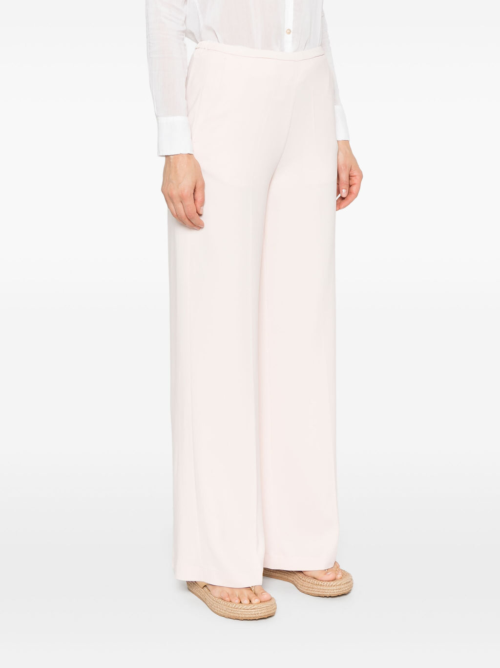 stretch cady crepe wide leg pants