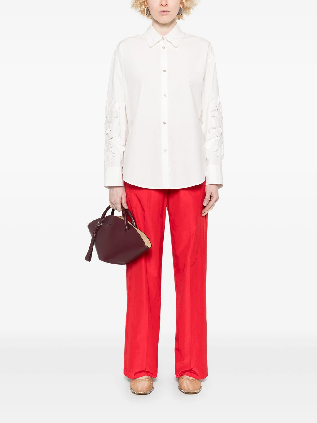 "en fleur" embroidery cotton popline shirt