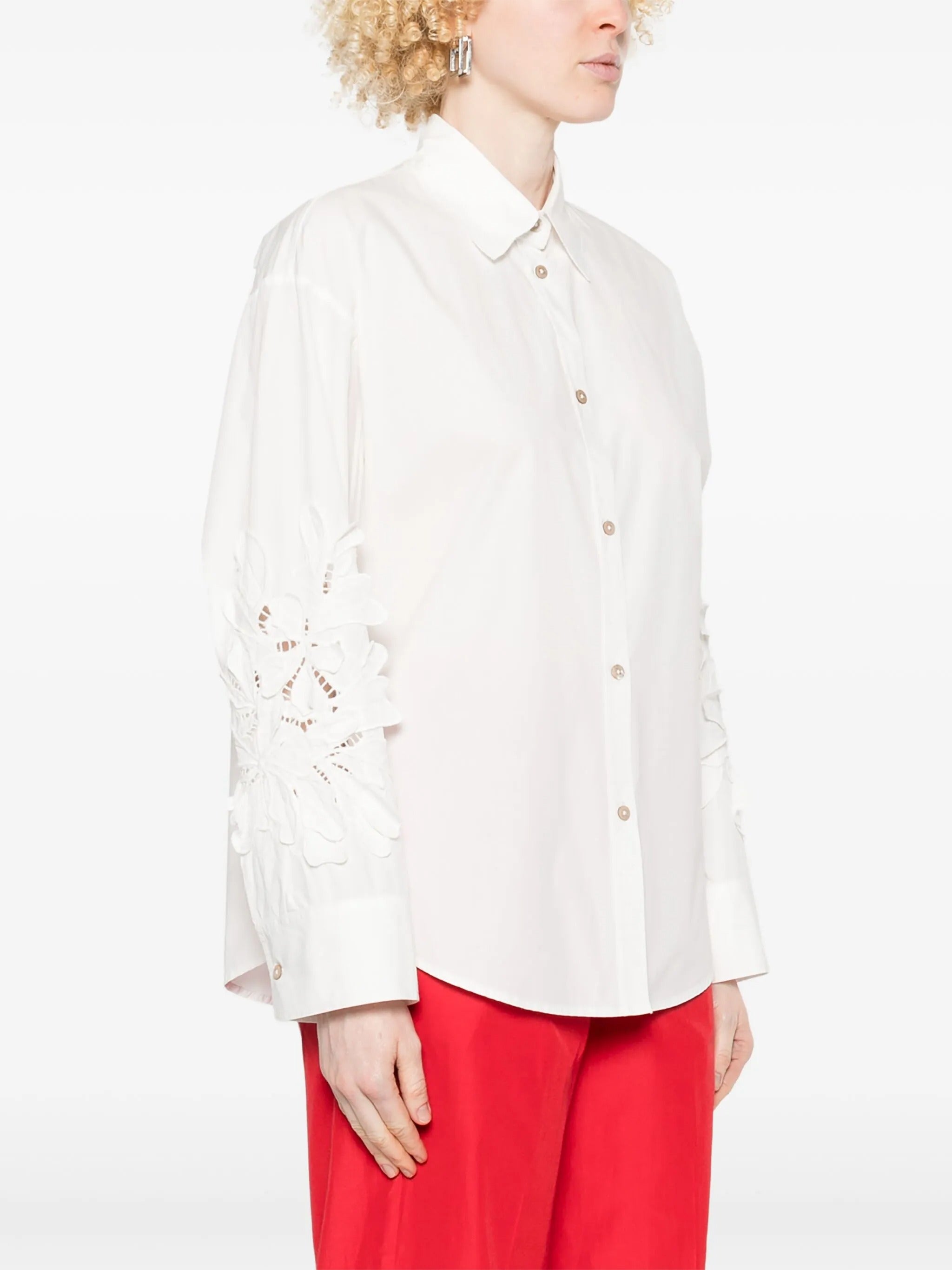 "en fleur" embroidery cotton popline shirt