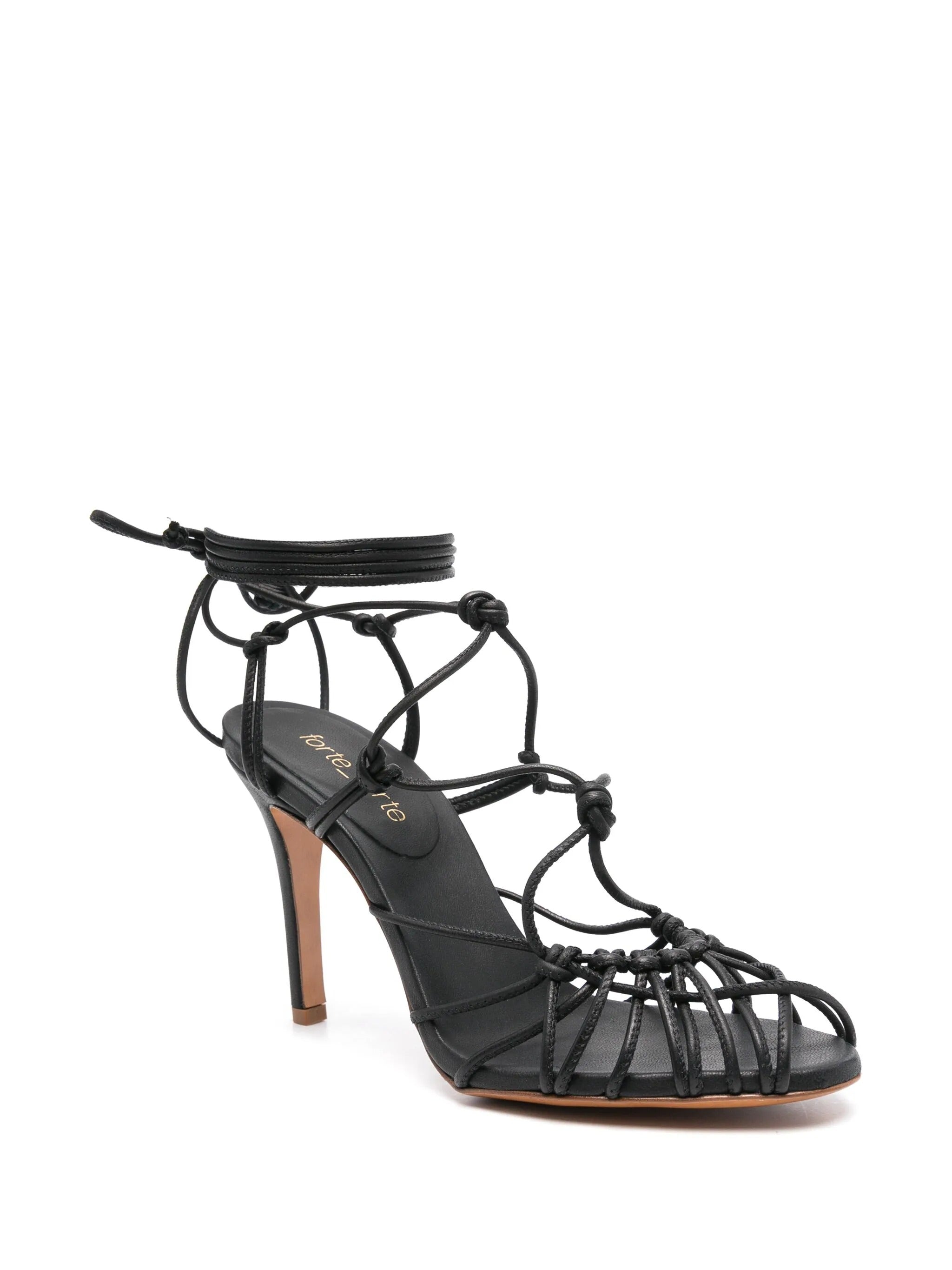 thin heel sandals with leather tubular laces