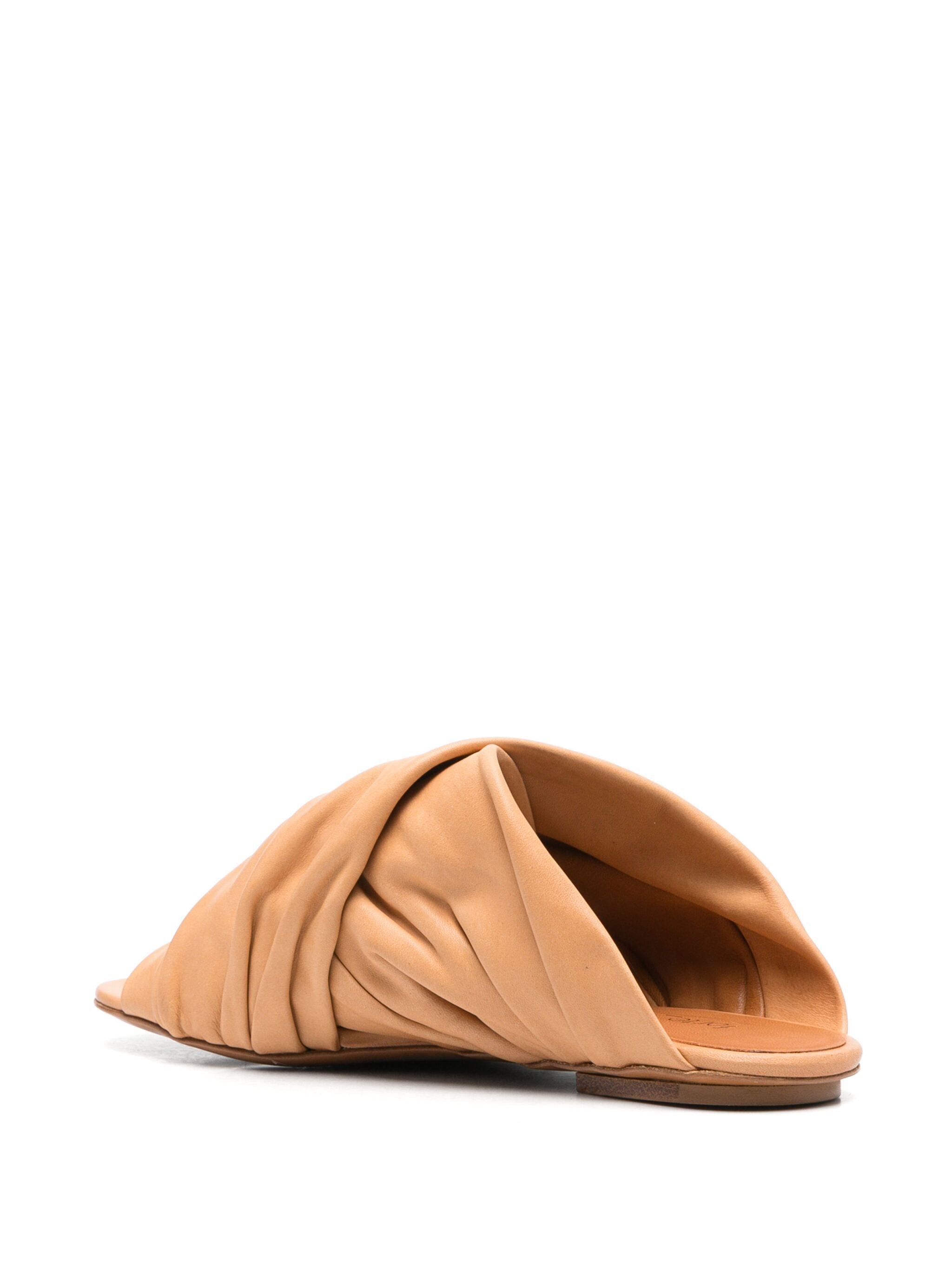 leather crossed flat sandals