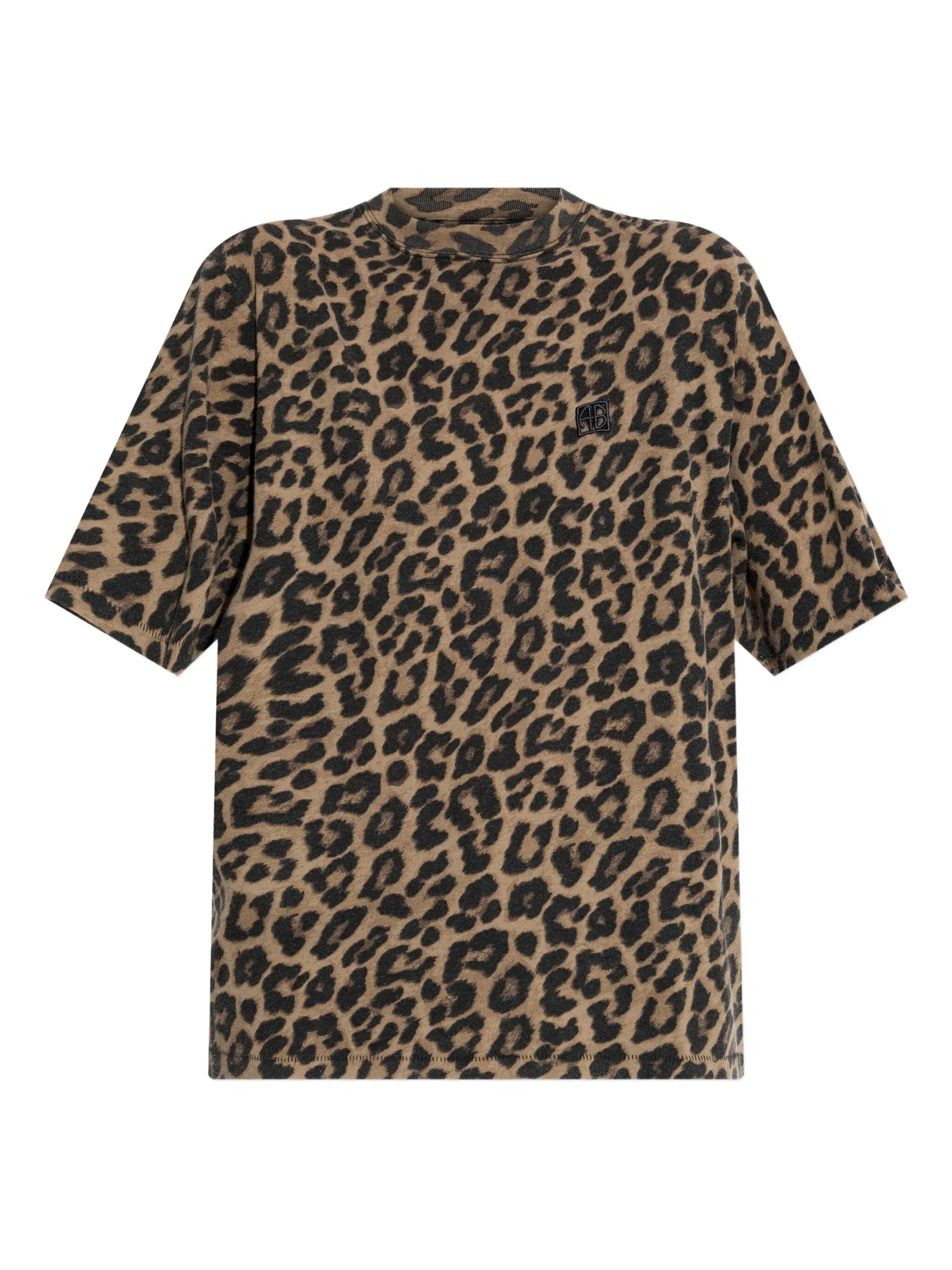 AVI TEE  BLACK AND BROWN LEOPARD