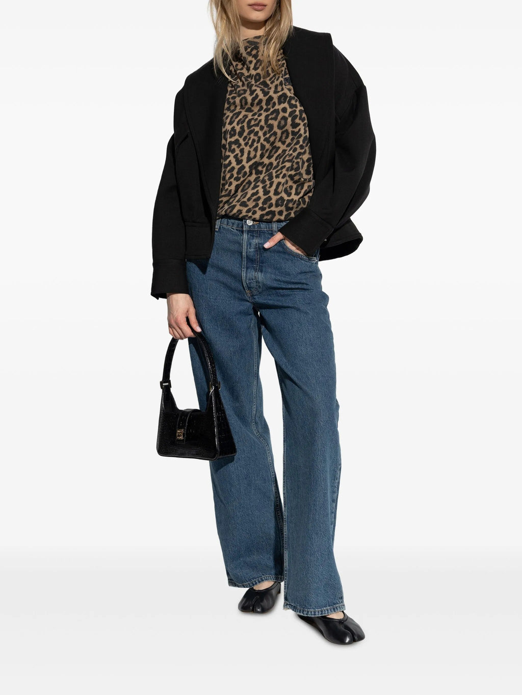 AVI TEE  BLACK AND BROWN LEOPARD