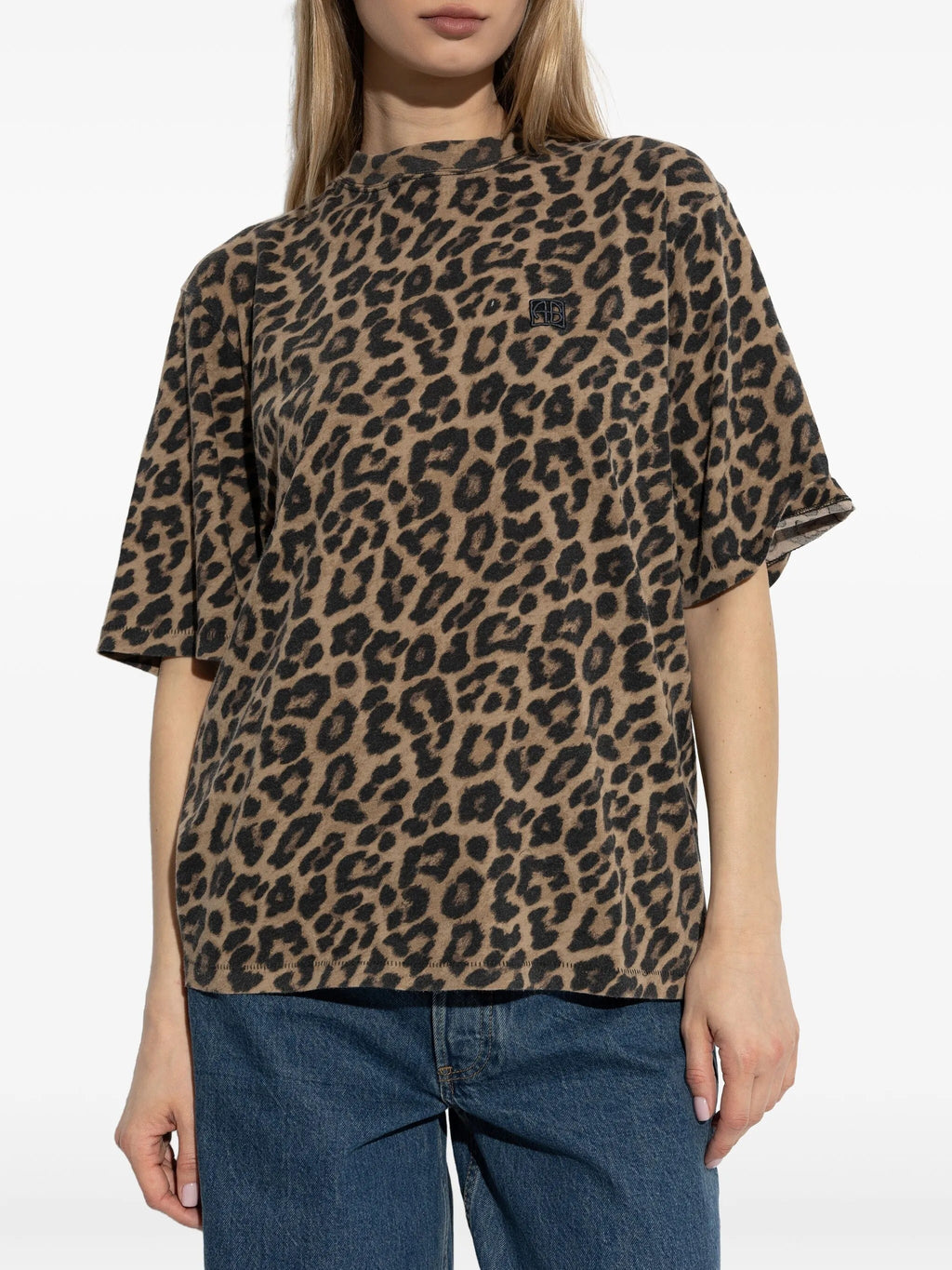 AVI TEE  BLACK AND BROWN LEOPARD