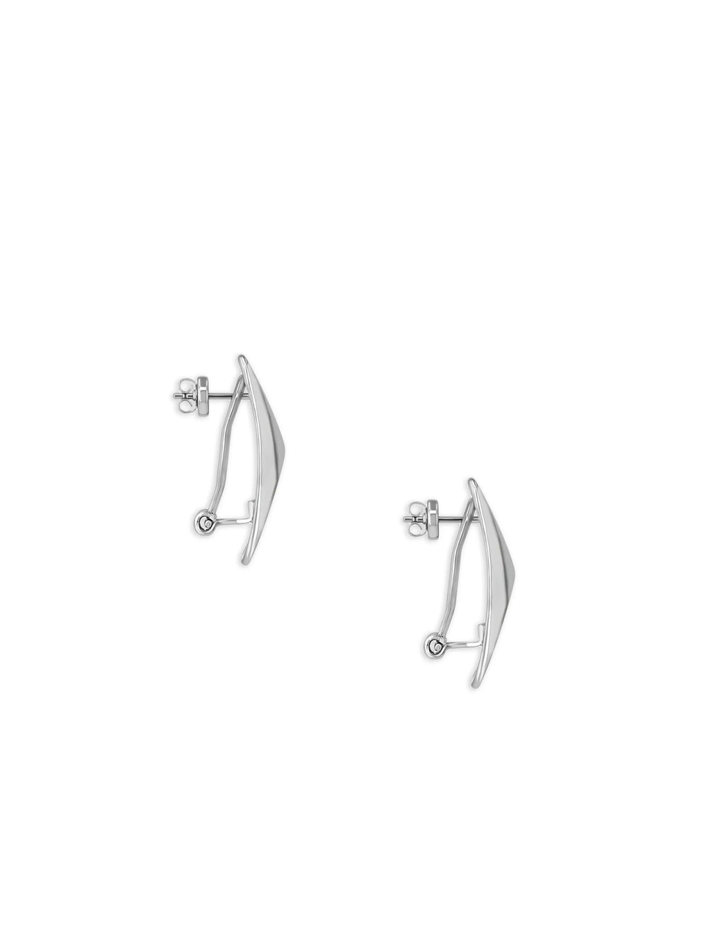 CURVED RECTANGLE EARRINGS SILVER