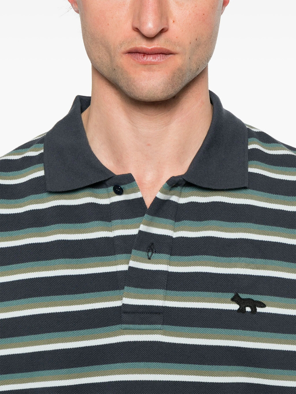 PROFILE FOX PATCH TRI COLOR STRIPES POLO