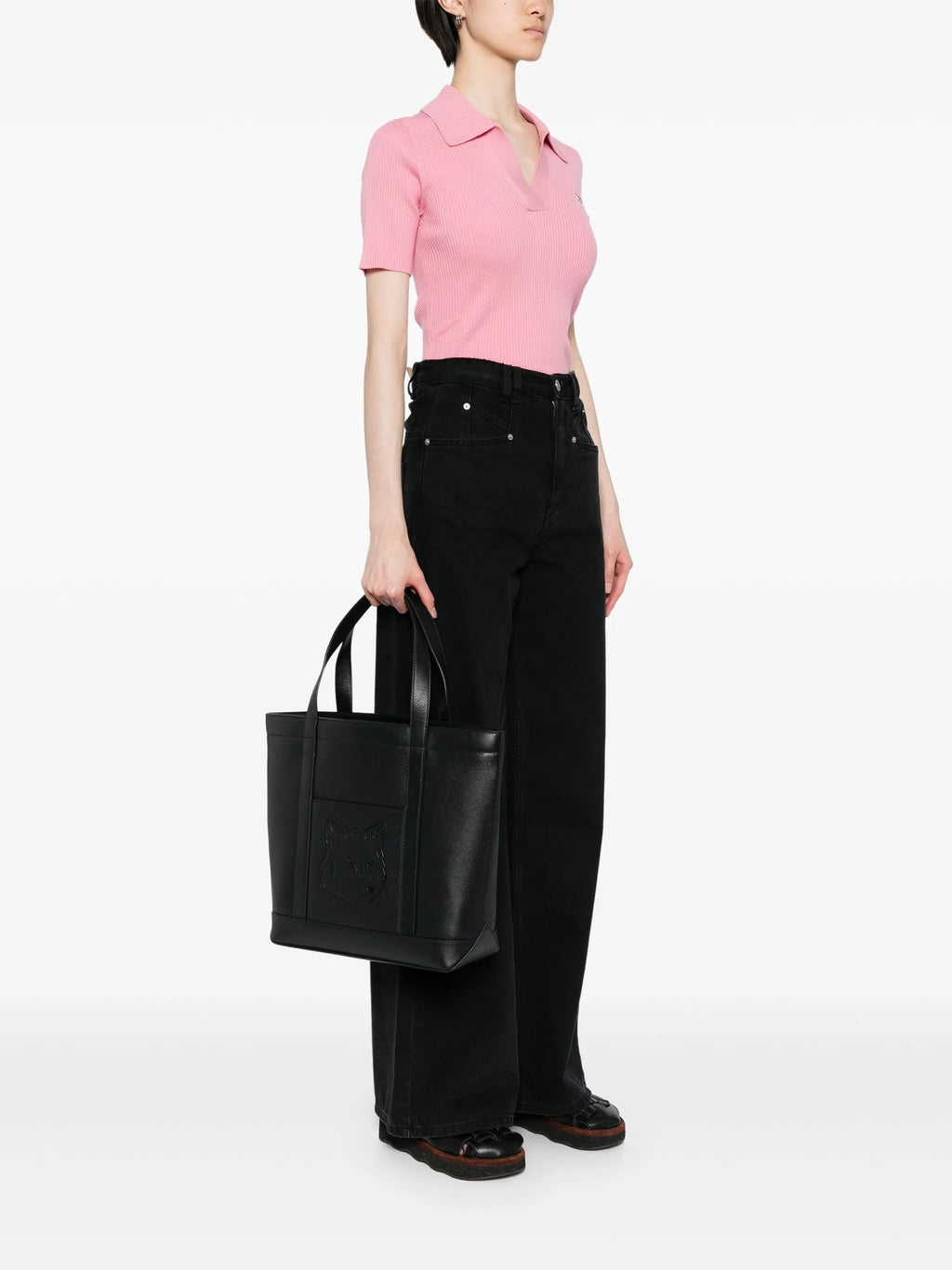 FOX HEAD LEATHER MEDIUM TOTE