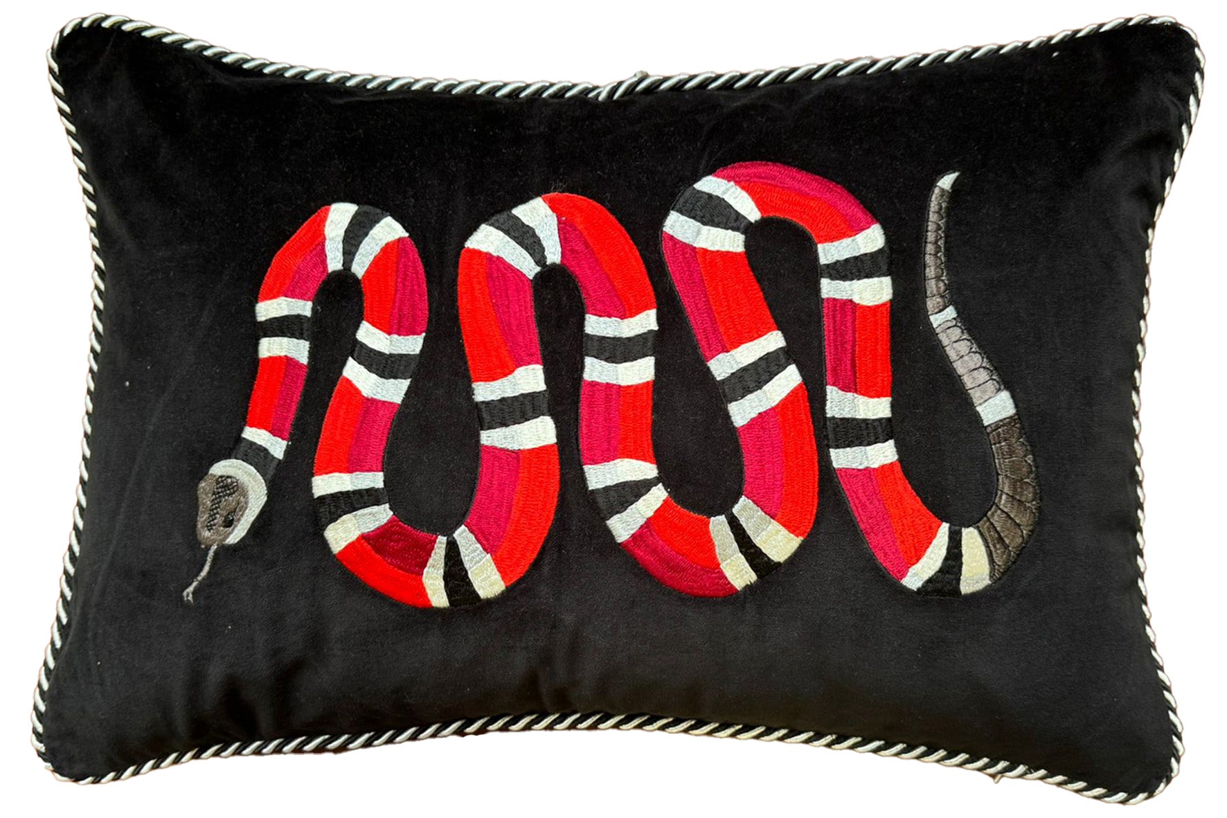 EMBROIDERED VELVET CUSHION-SNAKE B