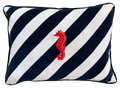 STRIPES EMBROIDERED VELVET CUSHION-SEAHORSE