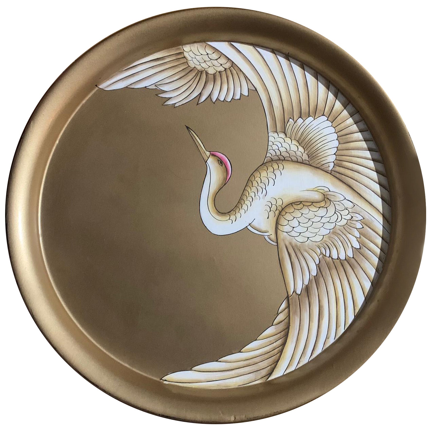 HAND-PAINTED IRON GOLD TRAY-GOLD PALMS