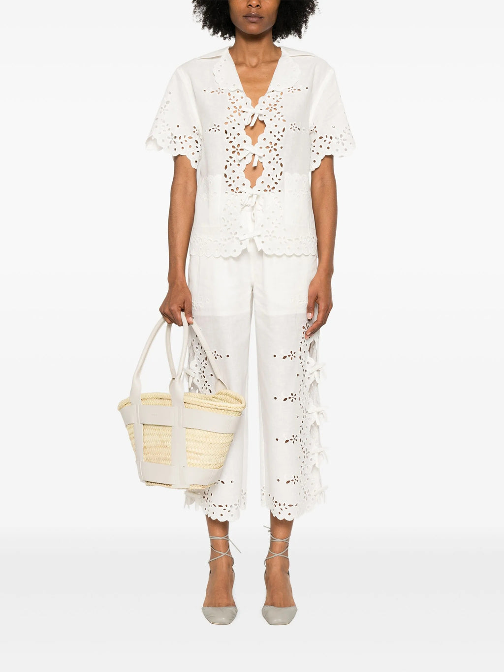 CREAM LINEN EMBROIDERED SHIRT