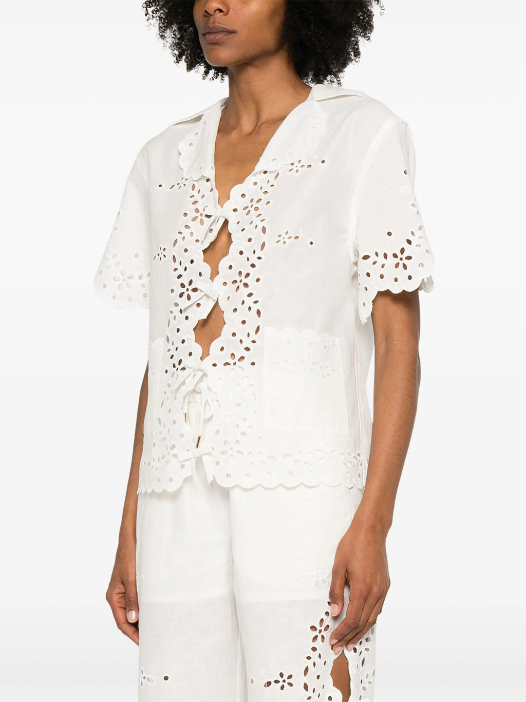 CREAM LINEN EMBROIDERED SHIRT
