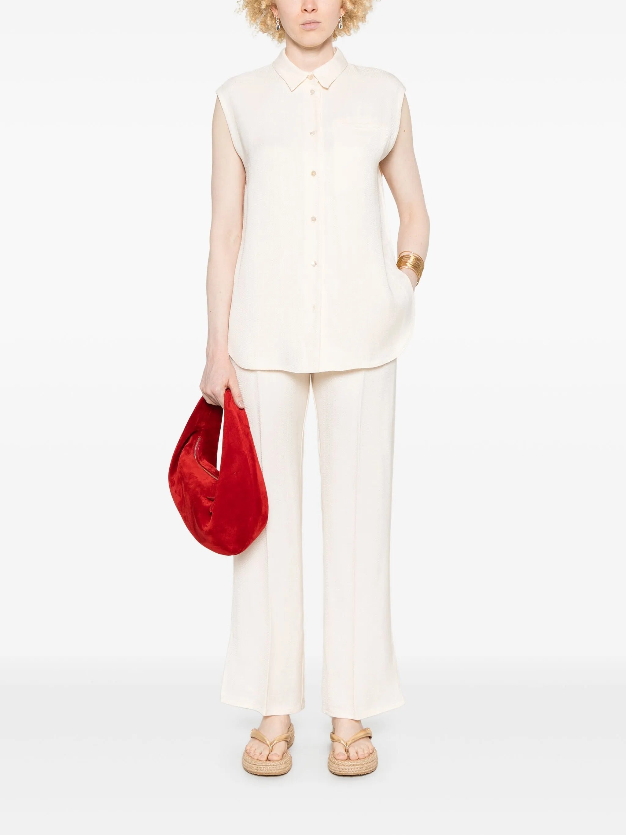 slubbed viscose sleeveless shirt