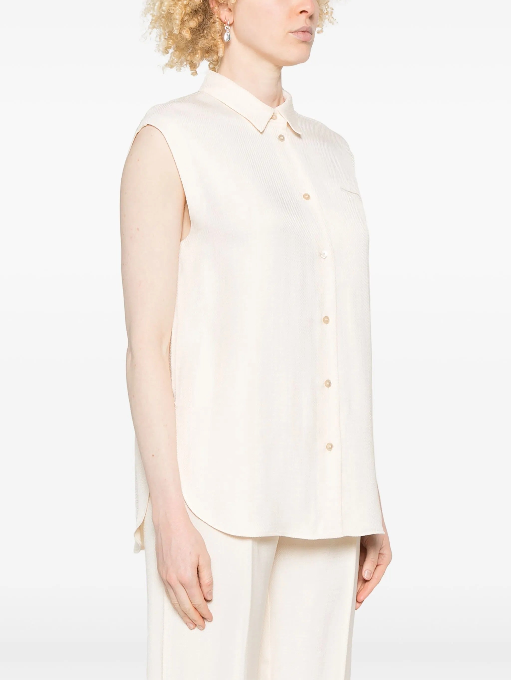 slubbed viscose sleeveless shirt